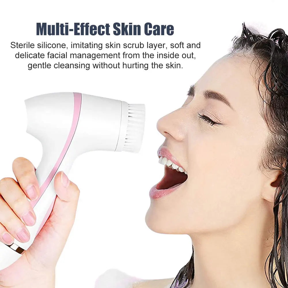 Electric Cleansing Brush 3 In 1 Sonic Rotating Cleansing Brush Galvanic Facial Spa System Deeply Clean Remove Blackheads Tool