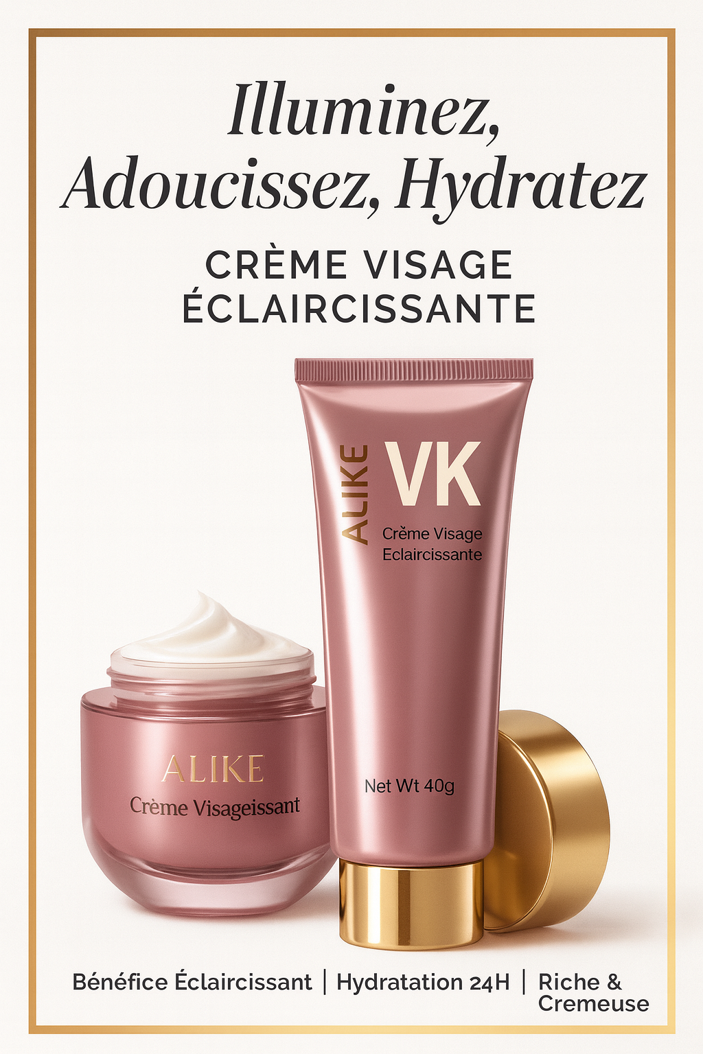 Crème Visage Éclat & Unification – Hydratation Intense & Teint Lumineux